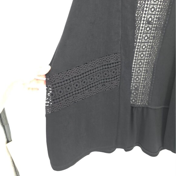Chicos Travelers Lace Detail Cardigan Jacket Slinky Open Front Black NWT - Picture 5 of 16
